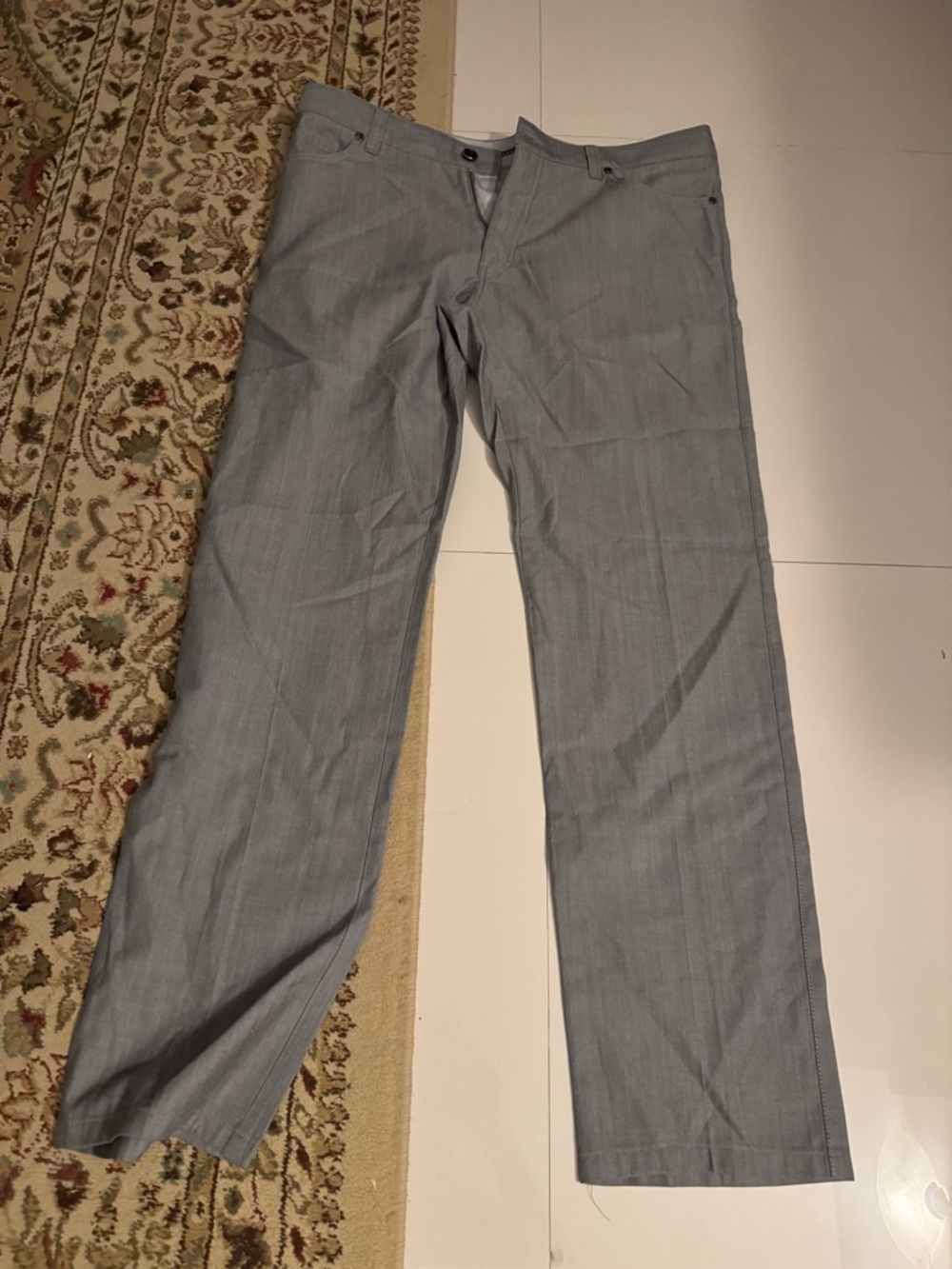Zegna Light Gray Straight-Leg Pants